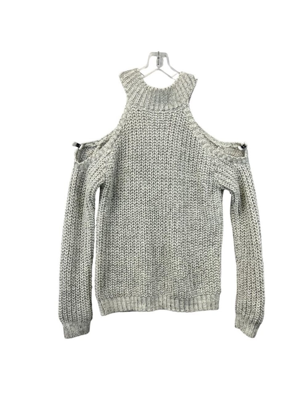 Illa Illa Womens Gray Knitted Cold Shoulder Sleeve Pullover Sweater Size Small
